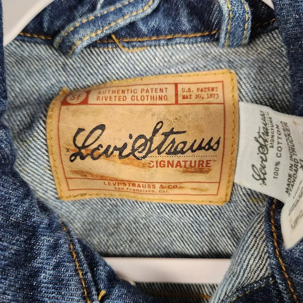 Levi Strauss Signature Jacket Mens XL Blue Denim Standard Trucker Jean Western